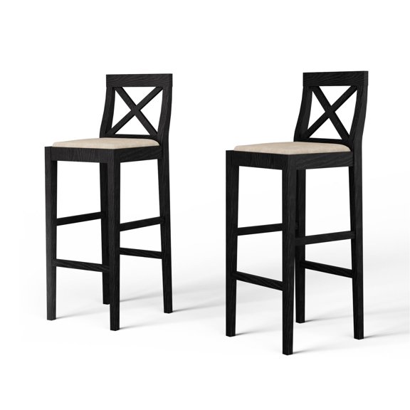 Black Bar Stool - Soft Sponge and Fabric - Kitchen Island and Parties - Simple Setup