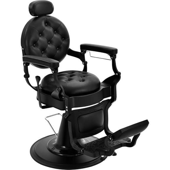 Black Barber Chairs for Barbershop, Heavy Duty Hydraulic Reclining Salon Chair for Hair Stylist, All Purpose Beauty Spa Shampoo Tattoo Pedicure Hairdresser Styling