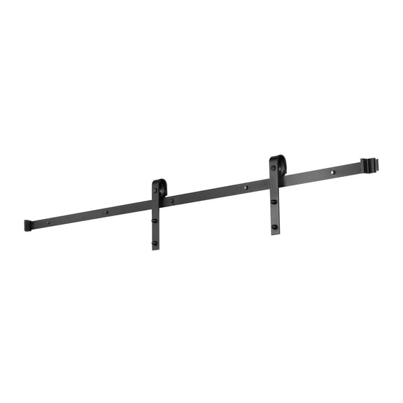 Black Barn Door Hardware Kit for 6-Foot Single Doors - Heavy Duty Sliding Track System
