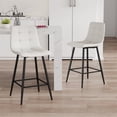 thumbnail image 1 of SUDICA Counter Height Bar Stools Set of 2, White PU Leather Upholstered Chairs with Black Metal Legs for Kitchen Island and Dining Room, 1 of 9