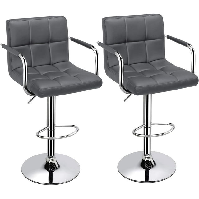 Black Barstools Swivel Leather Stool Adjustable Chair Kitchen Chairs ...
