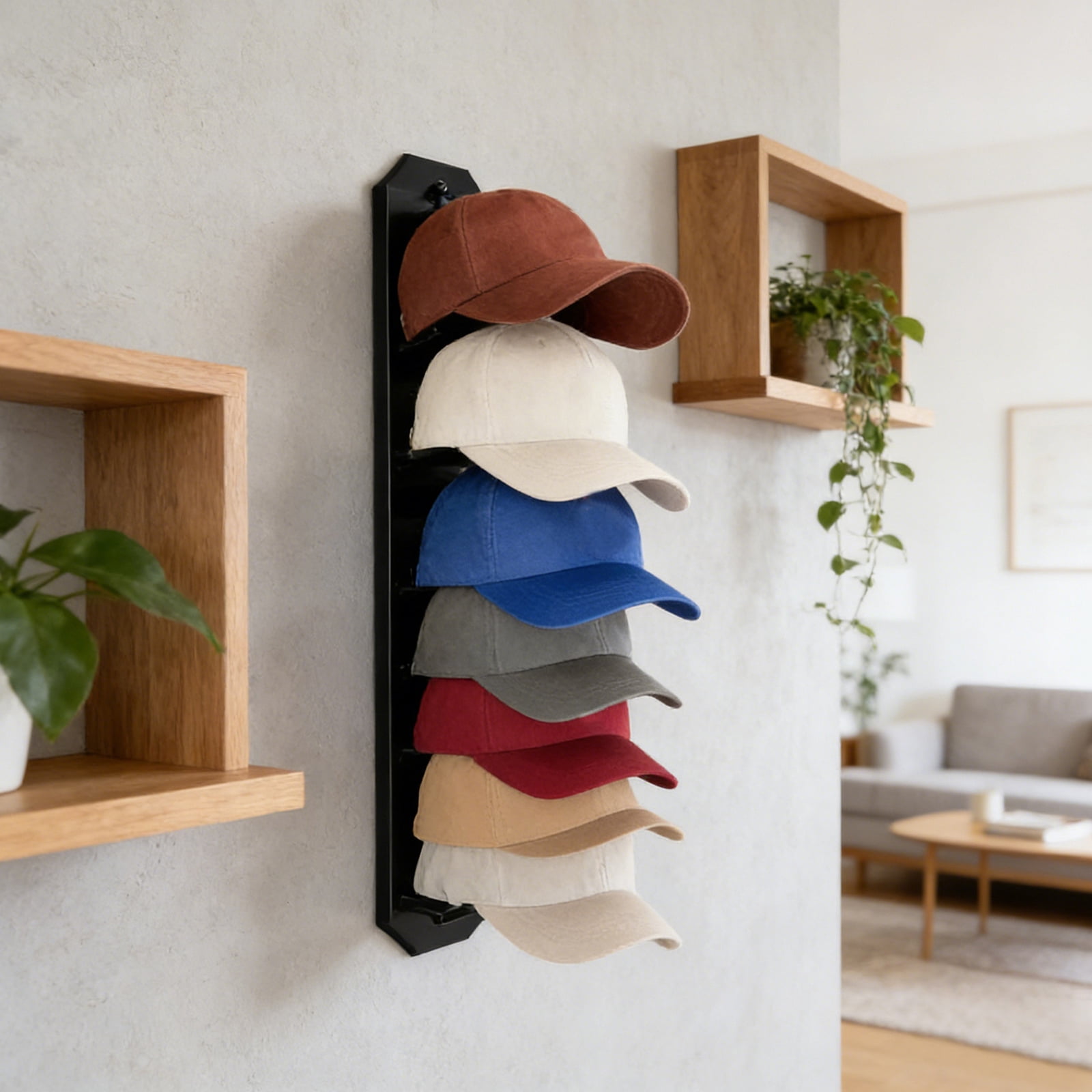 Black Baseball Cap Storage Display Rack - Space Saving Wall Mounted Or ...