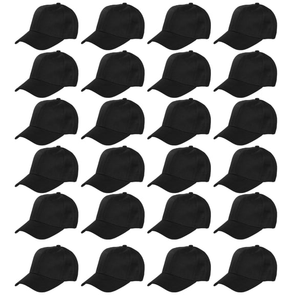 Black Baseball Caps 24 Pack, Blank Trucker Hats, Sublimation Lids with Adjustable Strap, Breathable Fabric for DIY Embroidery, Versatile Use
