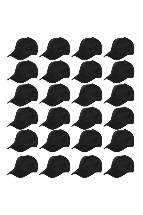 Black Baseball Caps 24 Pack, Blank Trucker Hats, Sublimation Lids with Adjustable Strap, Breathable Fabric for DIY Embroidery, Versatile Use