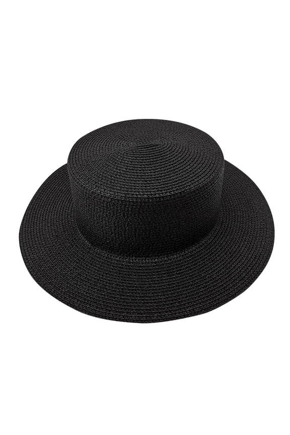 Black Baseball Caps Women's Straw Panama Hat Fedora Summer Beach Sun Hat UV Hat