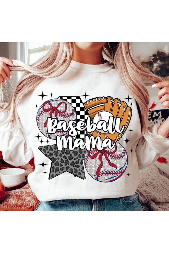 Black Baseball Mama Sweatshirt, Game Day Crewneck, Glitter Baseball Bow Pullover, Team Spirit Sweatshirt, Leopard Checkered Baseball Shirt
