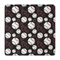 thumbnail image 1 of Black Baseballs and Hearts Pattern Square Fitted Tablecloth with Elastic Edge,Square Table Cover,Washable Elastic Table Cover for Home Kitchen Party Decor 34"x34", 1 of 6