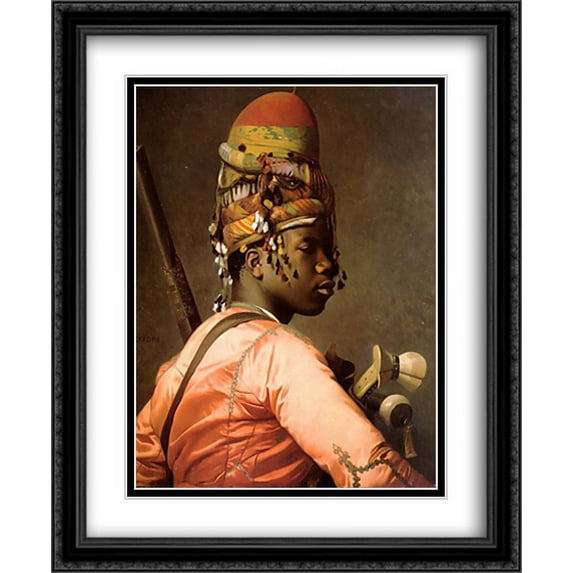 Black Bashi-Bazouk 2x Matted 28x34 Large Black Ornate Framed Art Print by Gerome, Jean Leon