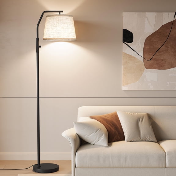Black Basic Model Floor Lamp, 9W Bulb Included, Adjustable Head, Dimmable Standing Light for Living Room Bedroom Dining Office