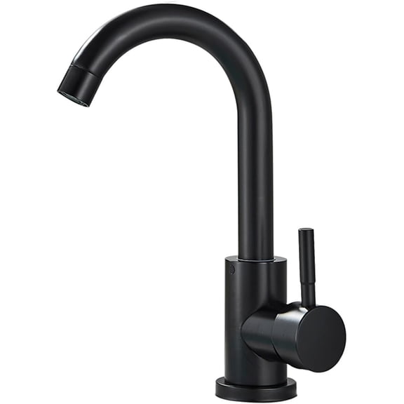Black Basin Faucet Single Cold and Hot Bathroom Sink Tap Short Kitchen Mixer Can Rotatable