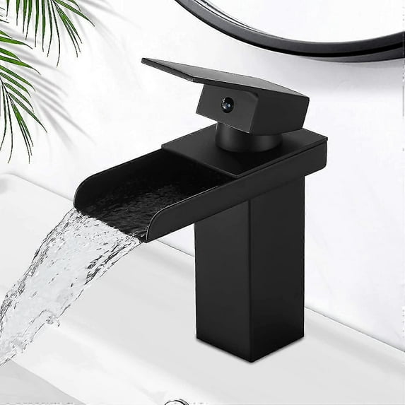 Black Basin Faucet, Waterfall Bathroom Faucet, Hot And Cold Water Optional, Water-saving Ceramic Valve High Quality
