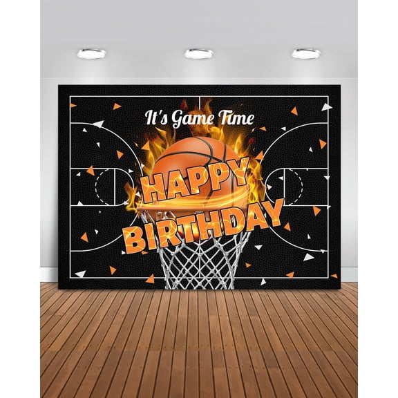 Black Basketball Birthday Backdrop for Boys Men Sport Theme Indoor Outdoor Happy Birthday Background Basketball Theme Birthday Party Decorations Banner Photo Booth Props