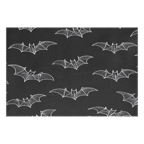 Black Bat 12x18in Heat-Resistant Non-Slip Place Mat, Durable and Wrinkle-Resistant