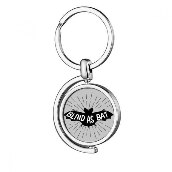 Black Bat Animal Outline Natural Rotating Keychain Metal Keyring Holder