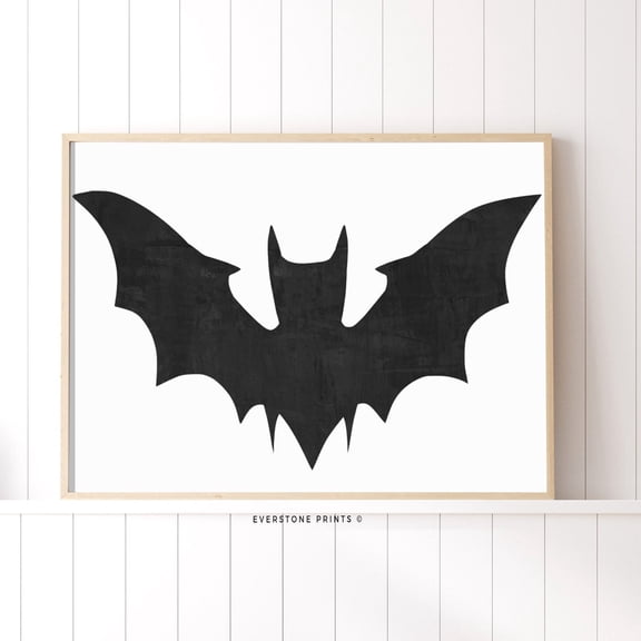 Black Bat Art, Spooky Wall Art, Spooky Print, Wall Art, Modern Wall Decor, 8x12 UNFRAMED