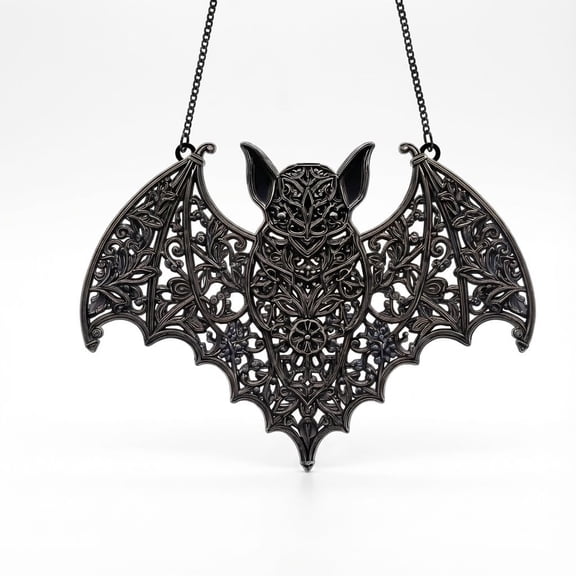 Gothic Halloween Wavy Acrylic Bat Sun Catchers