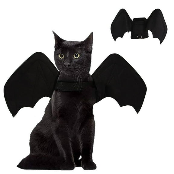 Black Bat Wing for Cats and Dogs - Halloween Party Clothing for Pets with Decorative and Fun Design - Black