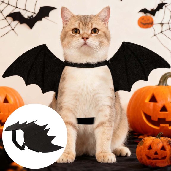 Black Bat Wings for Cats and Small Dogs Adjustable Halloween Accessory for Pet Party and Photoshoot