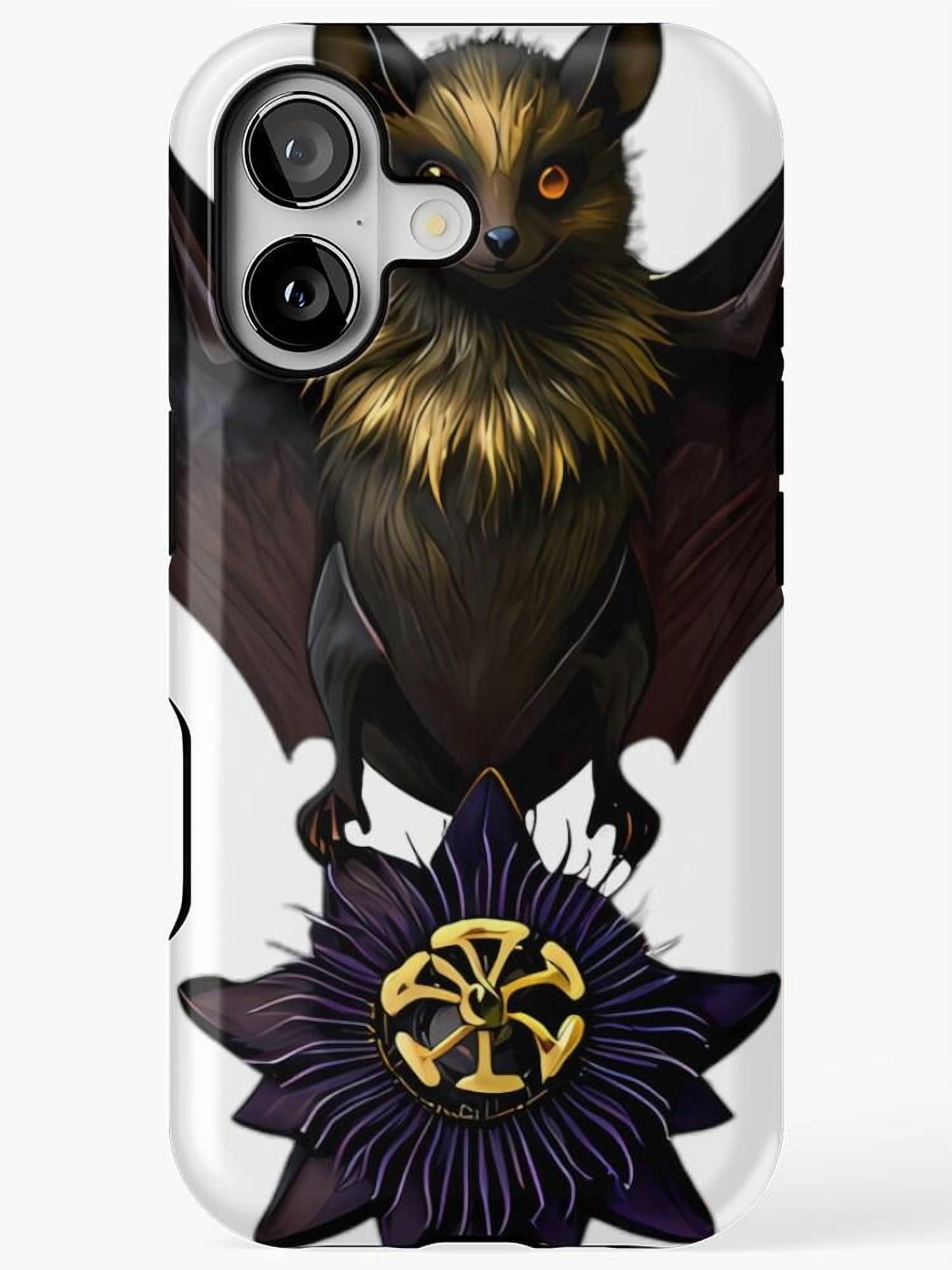 Black Bat and Purple Passionflower Tough Case for Apple iPhone Models ...