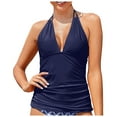 thumbnail image 1 of Black Bathing Suit TopWomen's Tankini Top No Bottom V Neck Swim Top Bathing Suit Top Female Womens Bikini & Tankini Tops(Navy,XXL), 1 of 5