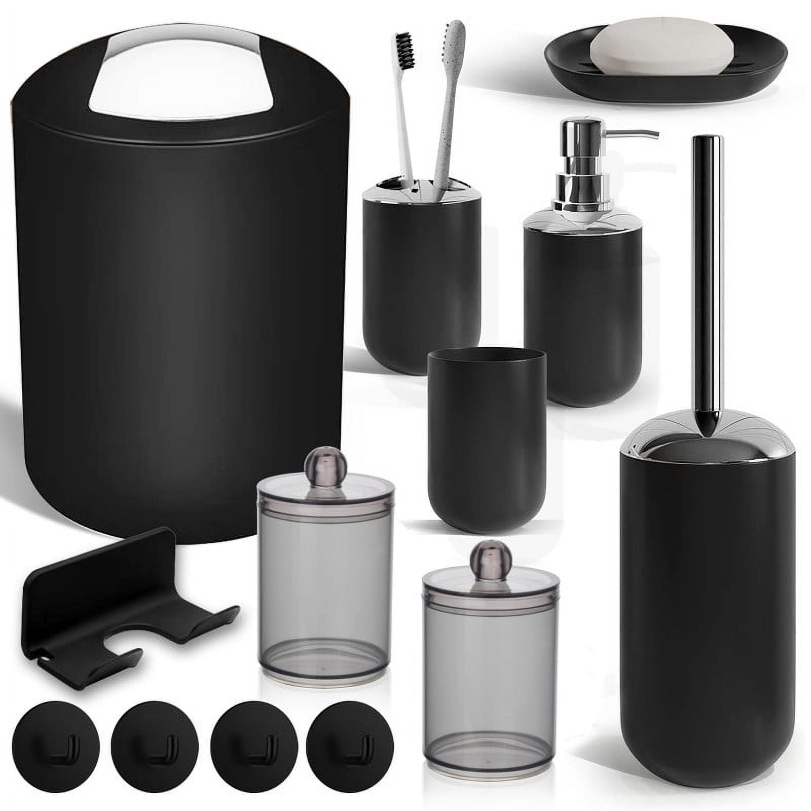 Black Bathroom Accessories Set, 13Pcs Black Bathroom Sets, Toothbrush