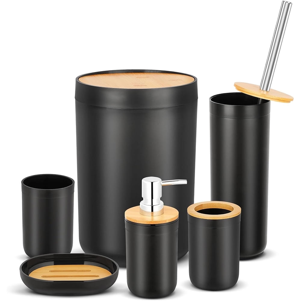 Black Bathroom Accessories Set 6 PCS, Matte Black Bathroom Accessory ...