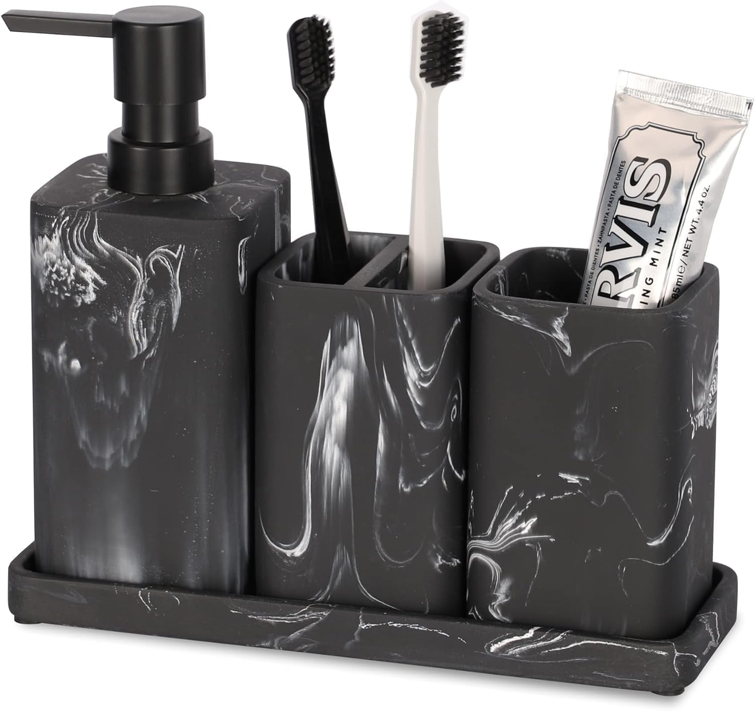 Black Bathroom Accessory Sets, 4 Pieces Bathroom Accessories Complete ...
