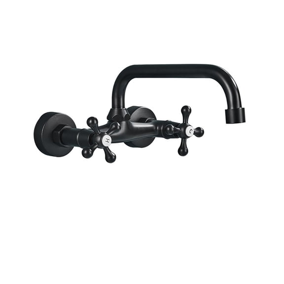 Black Bathroom Basin Faucet 360 Degree Rotating Spout Hot and Cold Faucet Two-handle Wall Mounted Kitchen Basin Faucet ,Effortless Installation