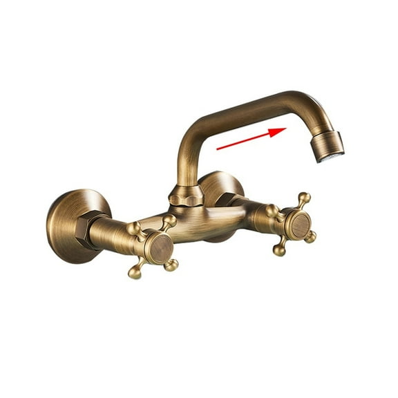Black Bathroom Basin Faucet 360 Degree Rotating Spout Hot and Cold Faucet Two-handle Wall Mounted Kitchen Basin Faucet