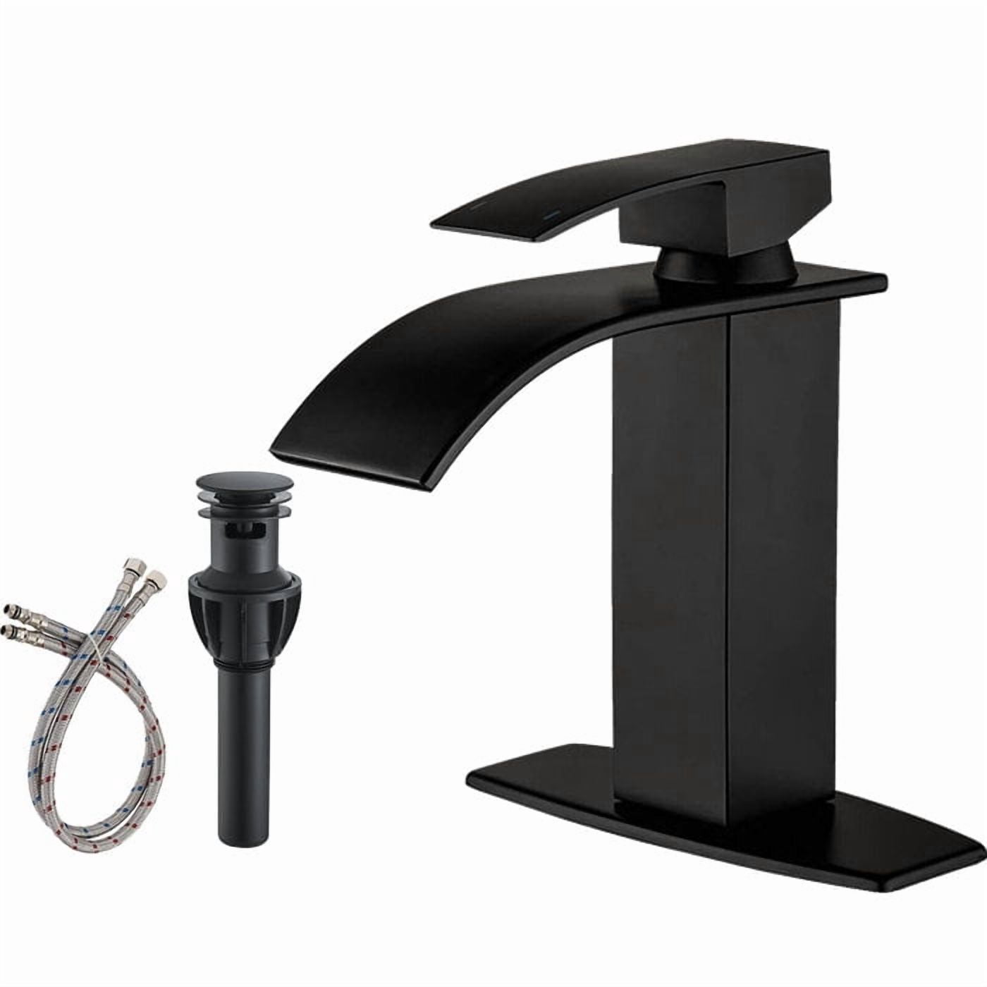 Black Bathroom Basin Sink Faucet 1Hole Single Handle Vanity Mixer with Drain