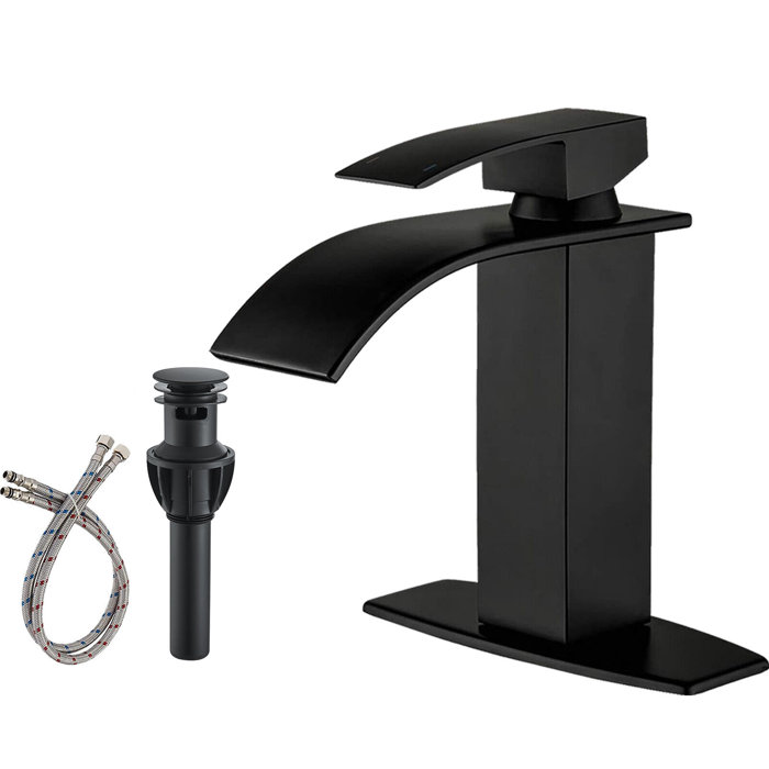 Black Bathroom Basin Sink Faucet 1Hole Single Handle Vanity Mixer with Drain