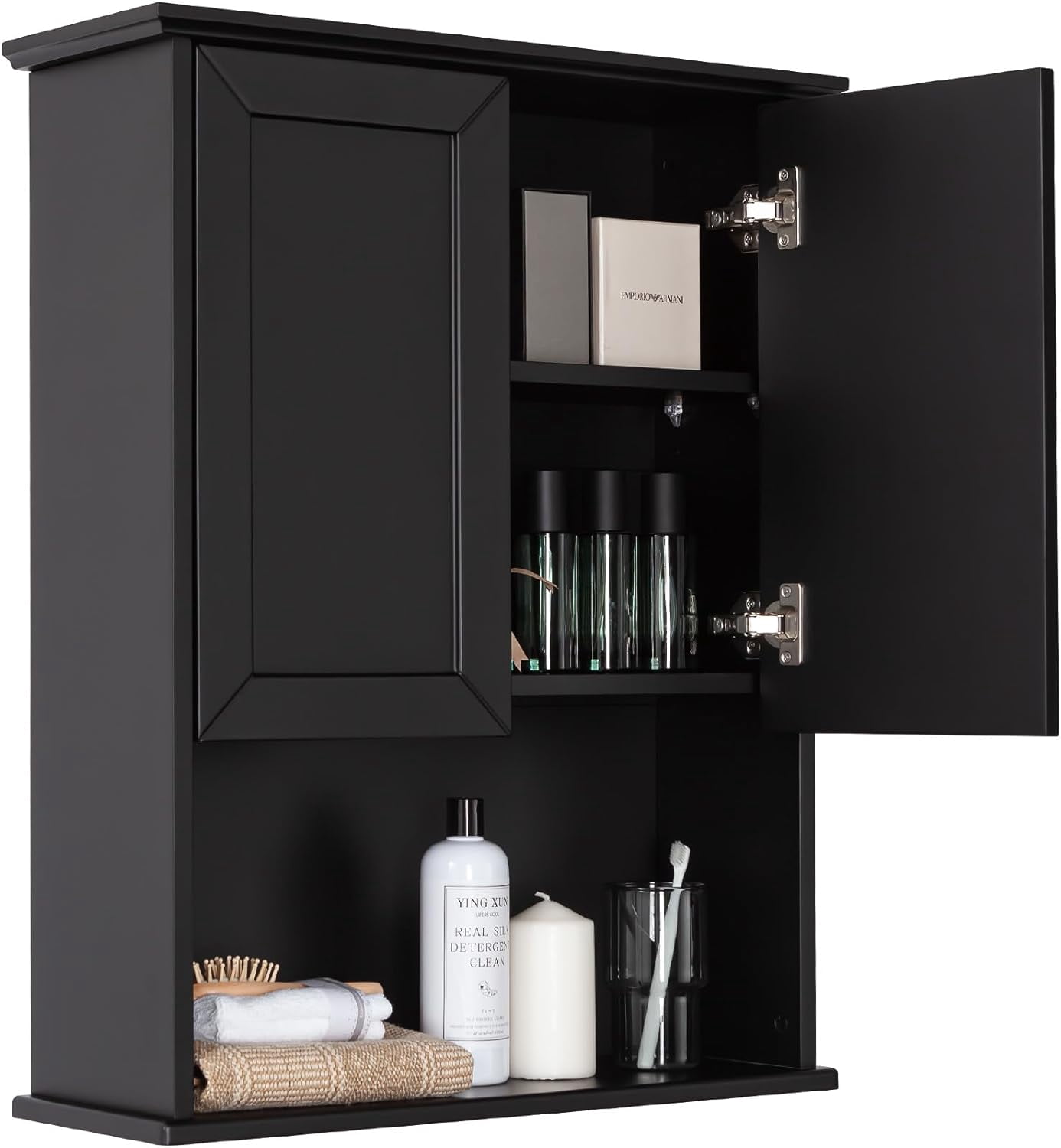Black Bathroom Cabinet 23x29 inch Wooden Medicine Cabinet with 2 Doors ...
