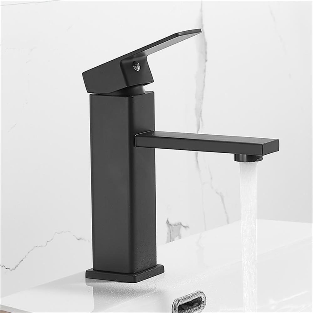 Black Bathroom Faucet, 3/8'' Single Handle Modern Vanity Sink Faucet, Lavatory Basin Mixer Tap ...
