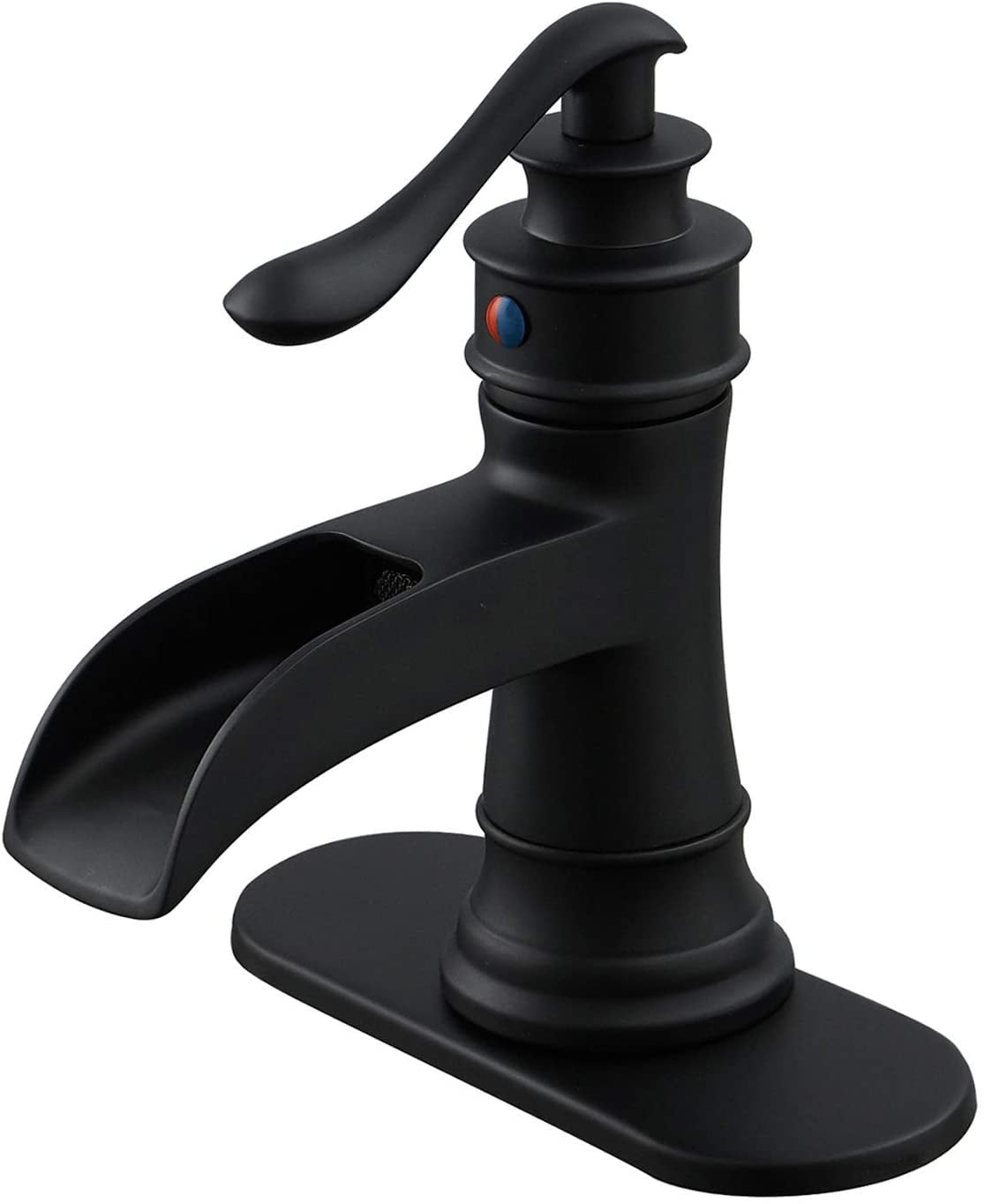 Black Bathroom Faucet Matte Waterfall Sink Farmhouse Bath Vanity Single ...