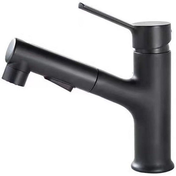 Black Bathroom Faucet Single Hole Pull Out Spout Kitchen Sink Mixer Tap Stream Sprayer Head Chrome/Black Mixer Tap