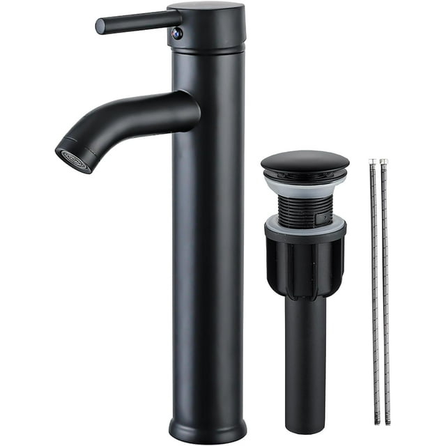 Black Bathroom Faucet Vessel Single Hole Bathroom Sink Faucet Tall ...