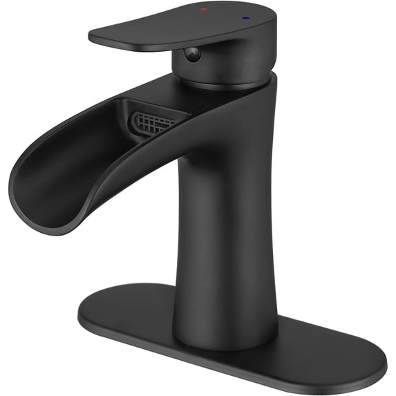 Black Bathroom Faucets Single Handle Waterfall Sink Faucet One Hole or Three Holes with Deck Mount Vanity Farmhouse RV Vessel Basin Faucet