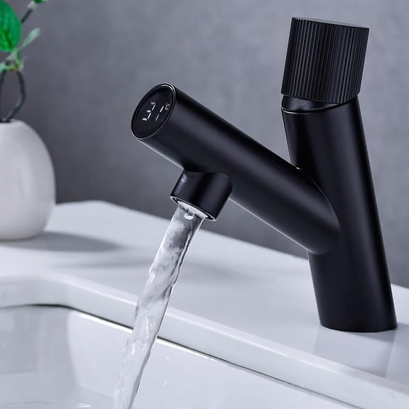 Black Bathroom LED Digital Basin Faucet Tap Water Power Basin Mixer Taps Brass Chrome Temperate Display Faucets Smart Mixer