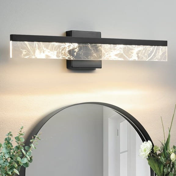 Black Bathroom Light Fixtures 24 inch Dimmable Metal Wall Sconce Fixtures Over Mirror LED Vanity Light Bar for Restroom Mirror 3000K Warm White Light