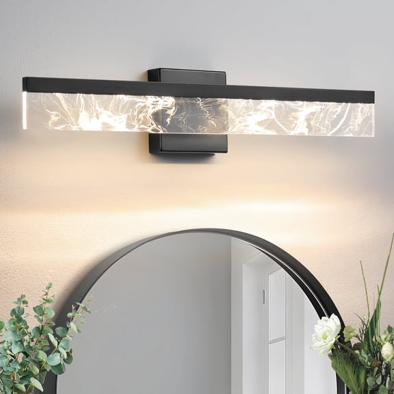 KAISITE Modern Black Bathroom Light Fixtures 24 inch Dimmable Metal Wall Sconce over Mirror LED Vanity Light for Restroom Mirror 3000K Warm White Light