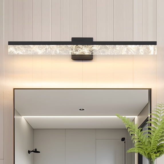 Black Bathroom Light Fixtures 32 inch Dimmable Metal Wall Sconce Fixtures Over Mirror LED Vanity Light Bar for Restroom Mirror 3000K Warm White Light