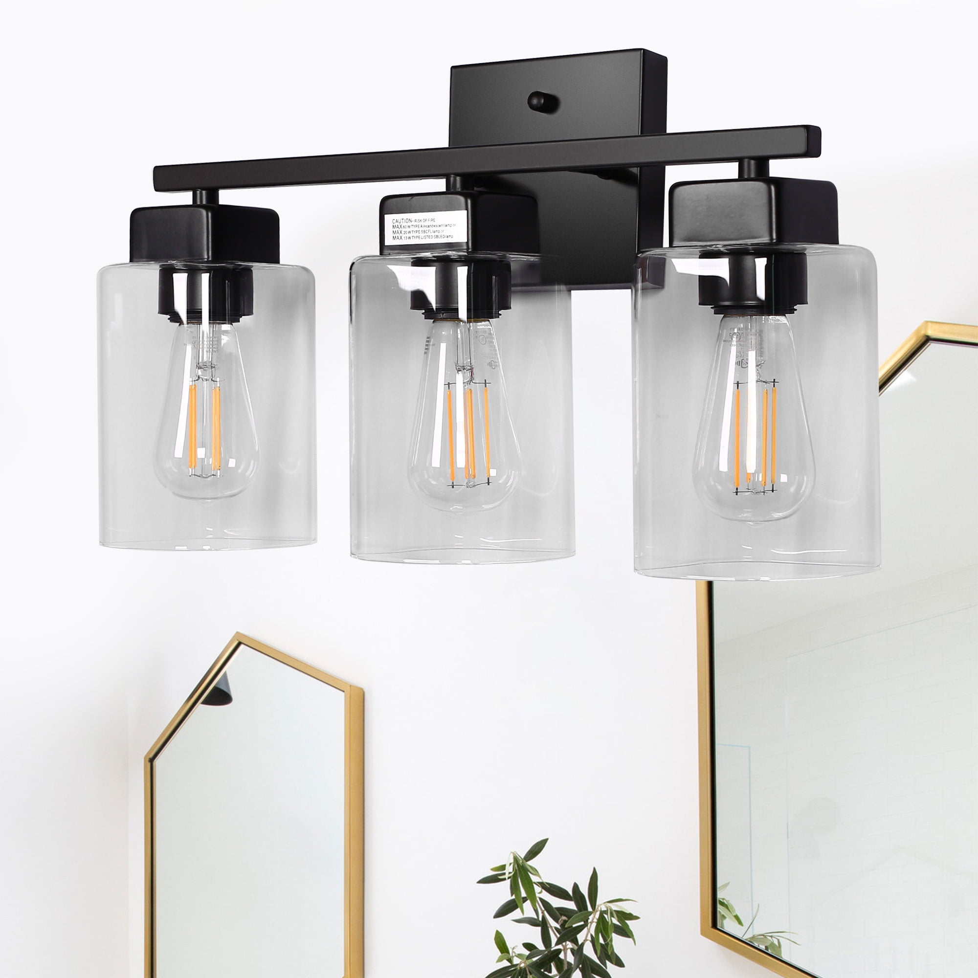 Black Bathroom Light fixtures,UL Certified 3 Lights Farmhouse Light fixtures for Bathroom Above Mirror,Matte Black Vanity Light,Modern Wall Light Fixtures, Vanity Lighting Fixtures