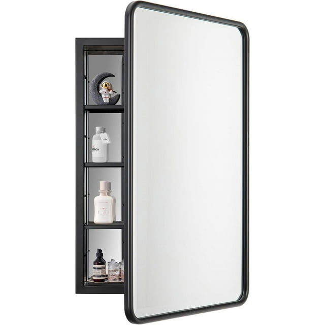 Black Bathroom Medicine with Mirror 17 x 27 Metal Frame