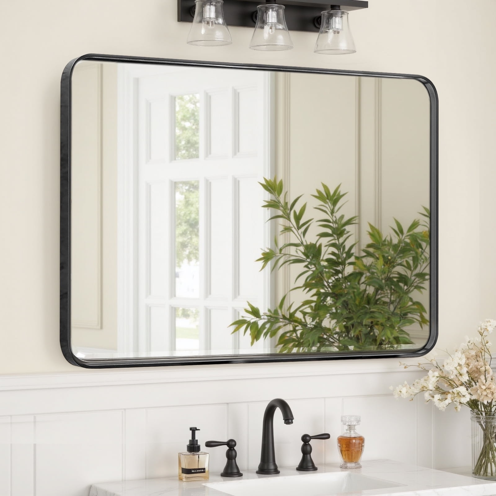 Black Bathroom Mirror 40x30 Inch, Bathroom Vanity Mirror for Wall ...
