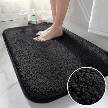 Black Bathroom Rug Mat, Extra Soft and Absorbent Microfiber Bath Rugs, Non-Slip Plush Shaggy Bath Carpet, Machine Wash Dry, Bath Mats for Bathroom Floor, Tub and Shower