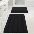 thumbnail image 1 of Black Bathroom Rug Set Extra Thick Striped Bath Mats for Bathroom Floor 2 Piece, Anti-Slip Bath Mat Set Soft Plush Chenille Shower Rugs for Bathroom Waterproof (20" x 32"/17" x 24"), 1 of 6
