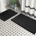thumbnail image 1 of Zebrux Soft and Absorbent Striped Black Chenille Bath Rug Set, 20" x 30'', Water-Resistant (2 Count), 1 of 1