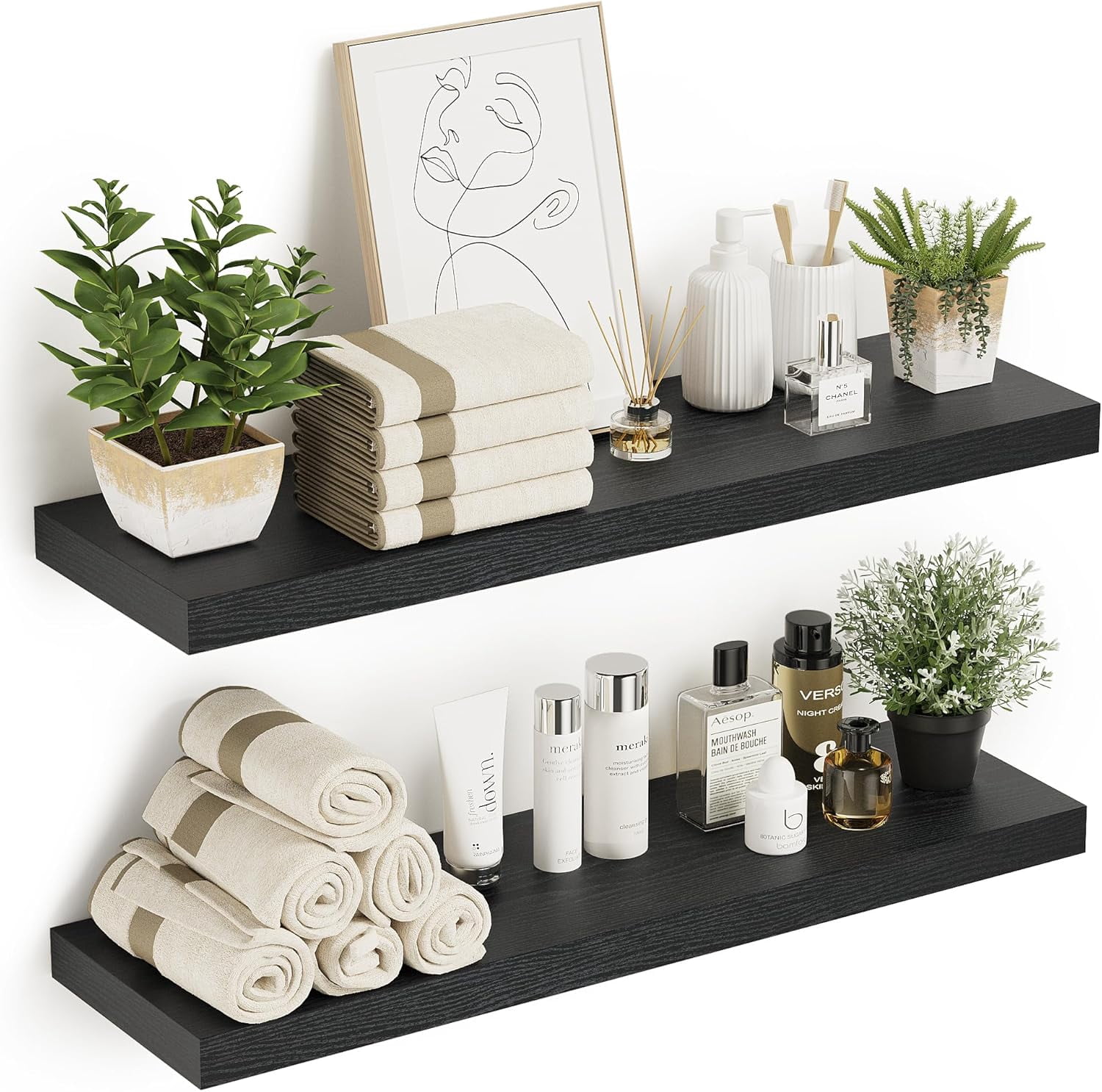 Black Bathroom Shelves Floating Shelves for Wall, Shelf Over Toilet ...
