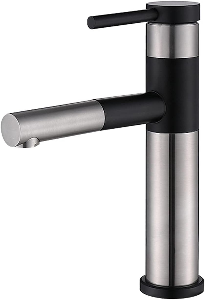 Black Bathroom Sink Faucet, 304 Stainless Steel Single Hole Basin