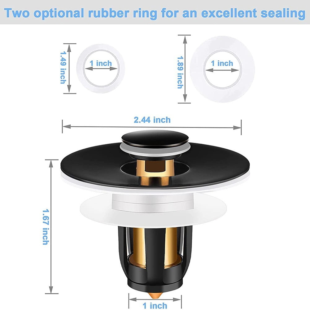 Black Bathroom Sink Plug Filter Universal Wash Basin Core Bounce Drain ...